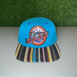 Mitchell & Ness Teal Utah Jazz Hat with Multicolor Brim